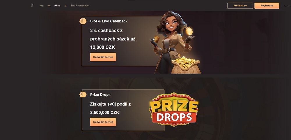 Náhled bonusů a promoakcí s možností cashbacku v National Casino