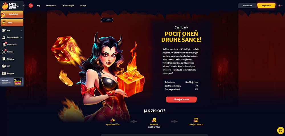 Hell Spin cashback – Jak získat bonusové peníze?
