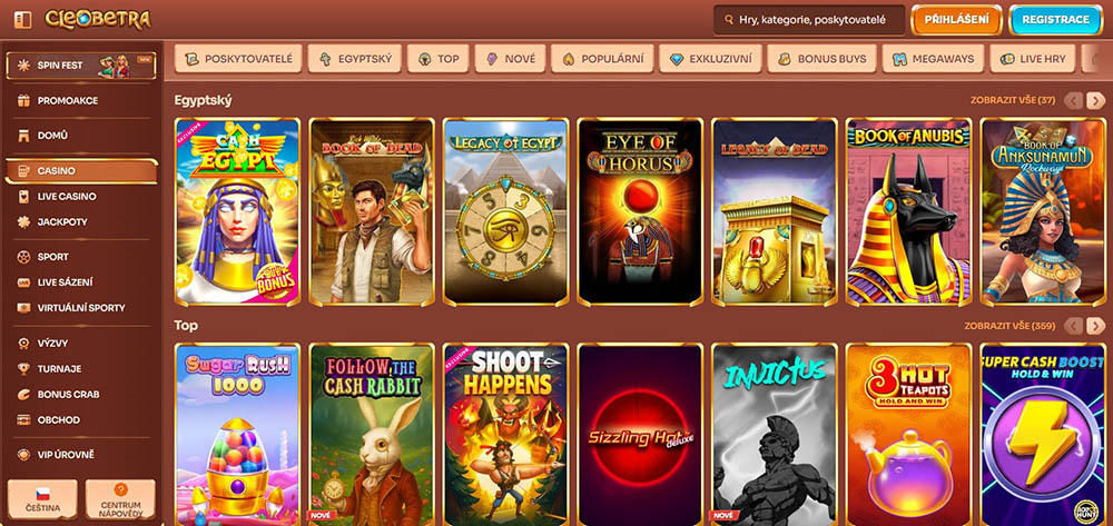 Nejlepší automaty v casinu Cleobetra