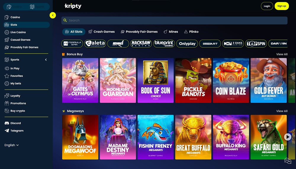 Náhled online slotů v casinu Kripty