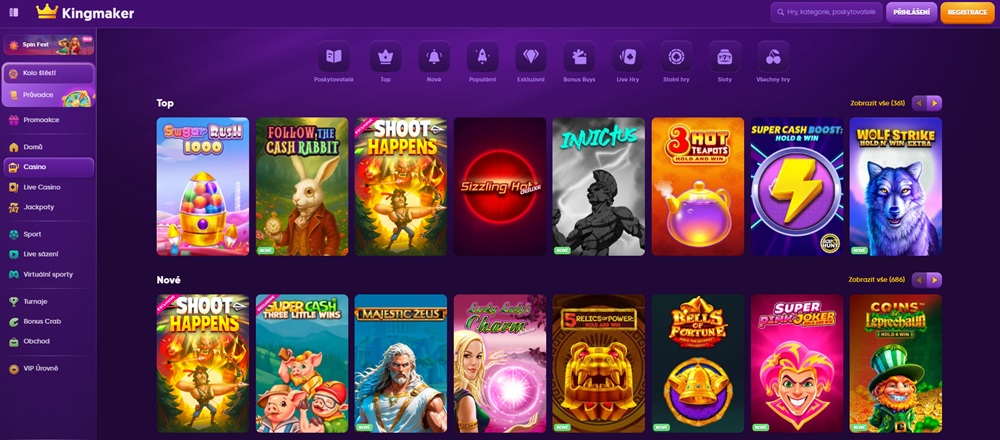 Nejlepšíí automaty v casinu Kingmaker