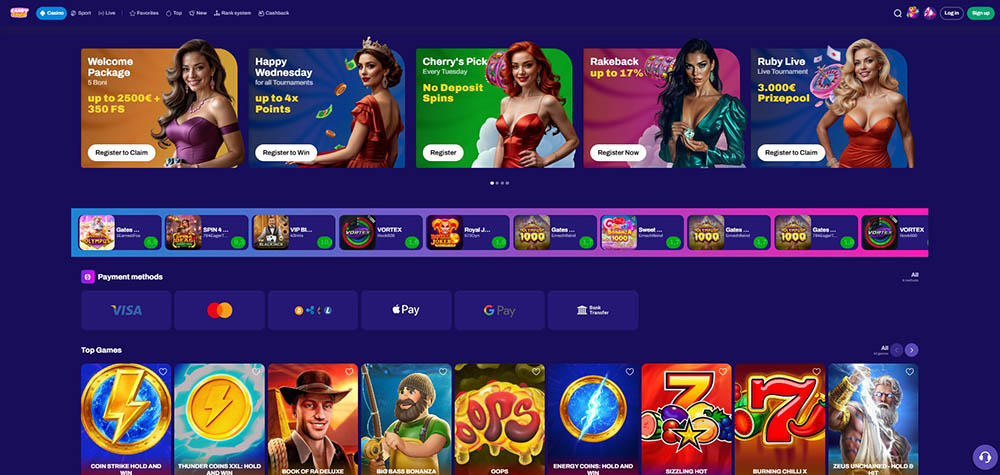 Mobilní aplikace a web casina CandySpinz