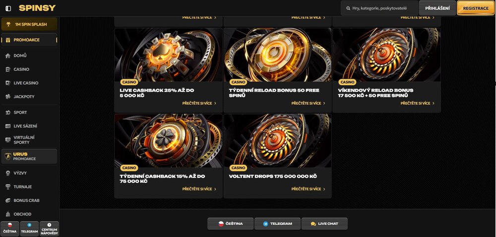 spinsy nabídka bonusů s cashbackem