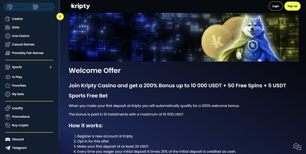 Kripty free spins