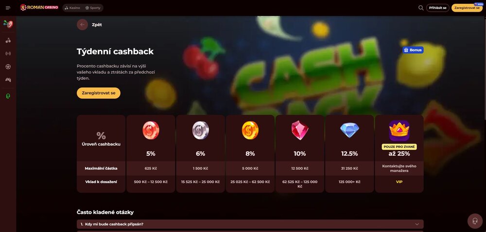 roman casino cashback