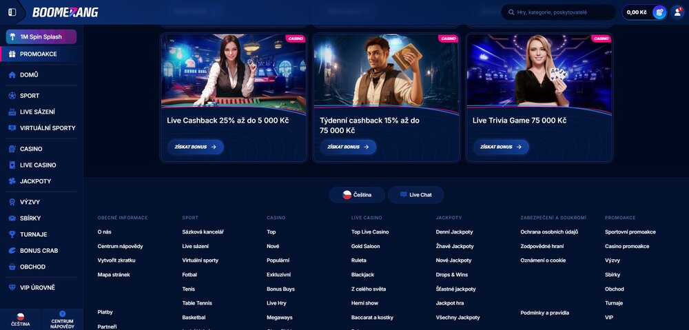 boomerang bet nabídka cashbacku
