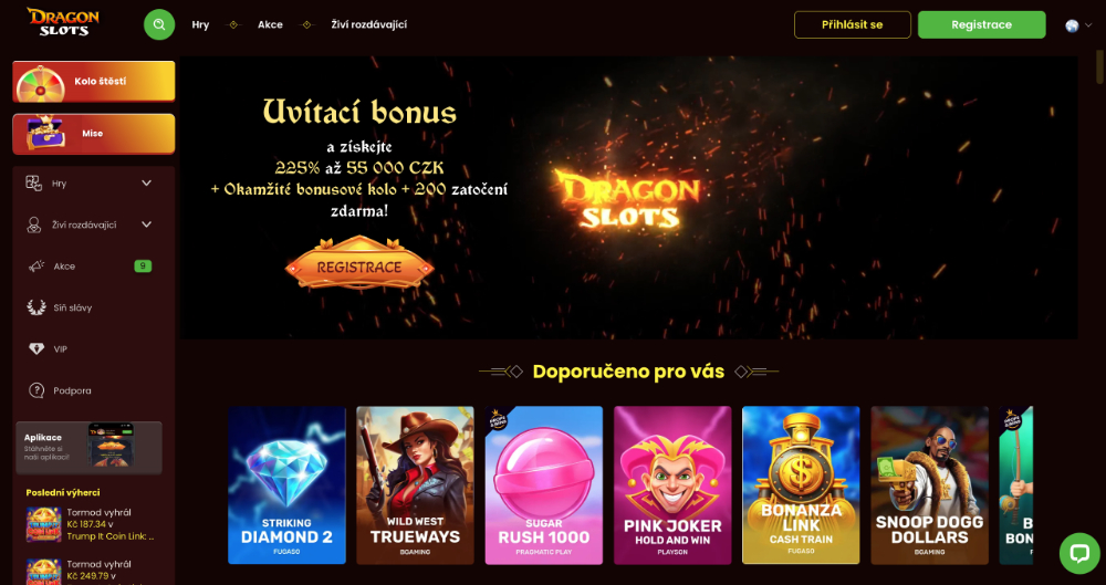 Dragon Slots casino homepage