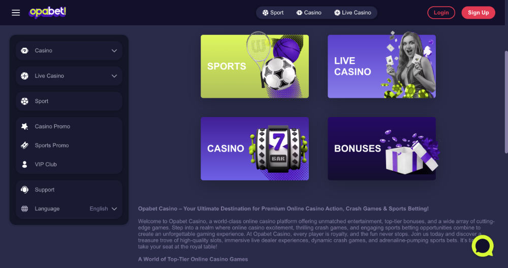 Opabet homepage
