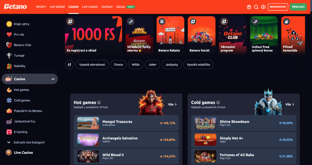 Betano casino úvodní