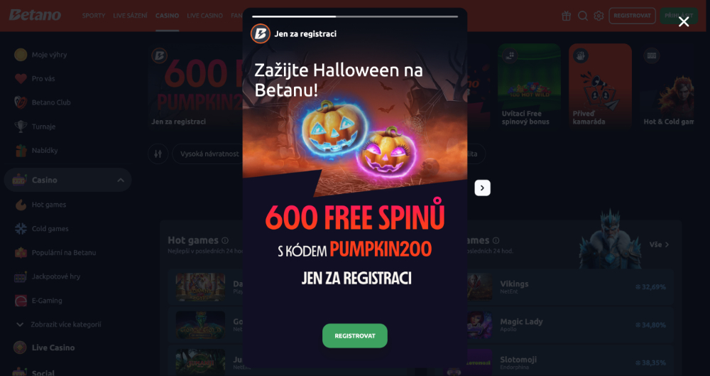 Nabídka bonusů v casinu Betano