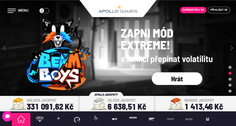 Apollo Games casino úvodní