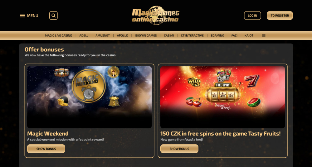 Bonusová nabídka v casinu Magic Planet