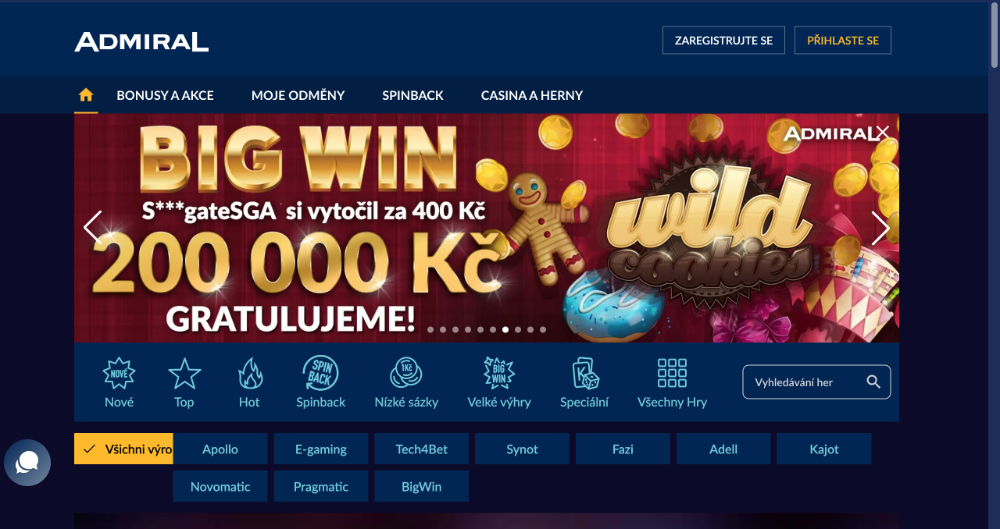 Admiral Casino úvodní