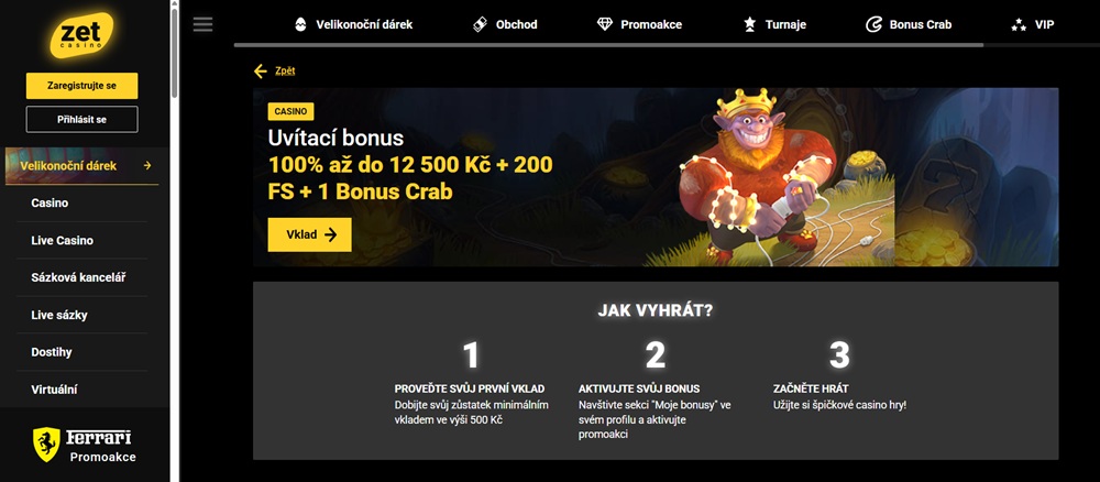 ZetCasino uvítací bonus
