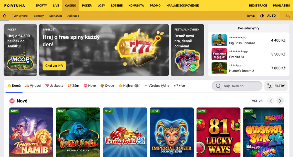 Fortuna casino úvodní
