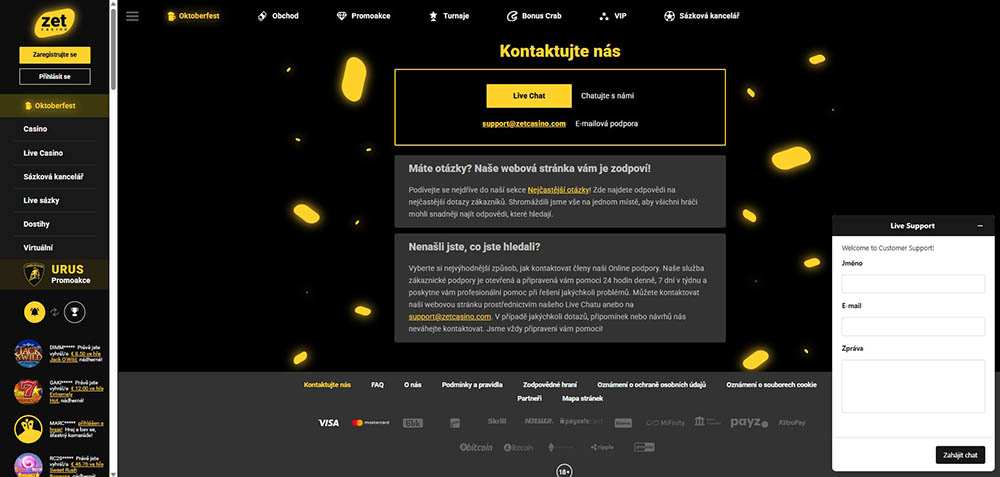 Customer support v casinu ZetCasino očima hráčů