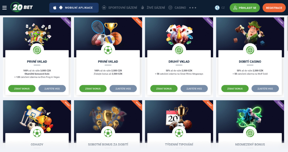 20BET – nejlepší bonusy [podzim 2025] úvodní