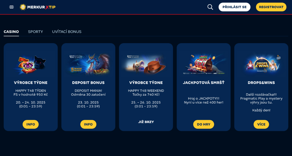 Bonusy v casinu MerkurXtip úvodní