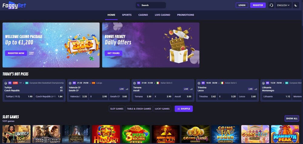 foggybet casino hlavní strana