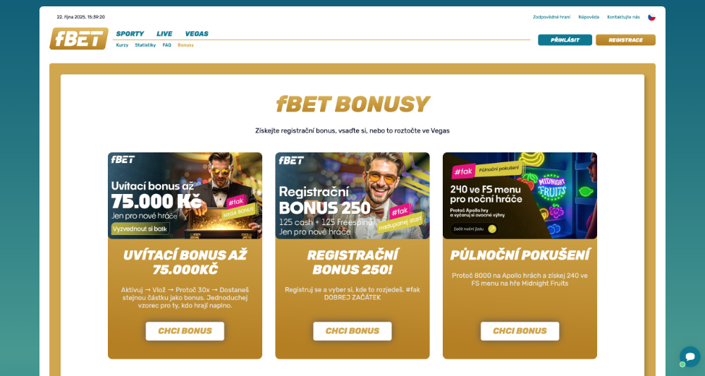 Bonusy v casinu fBET