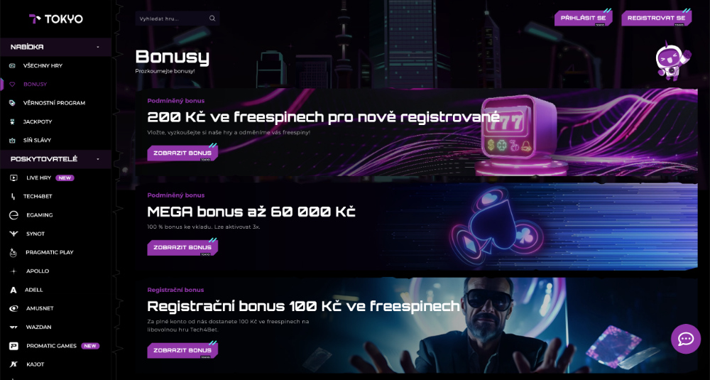 Bonusy v casinu Tokyo