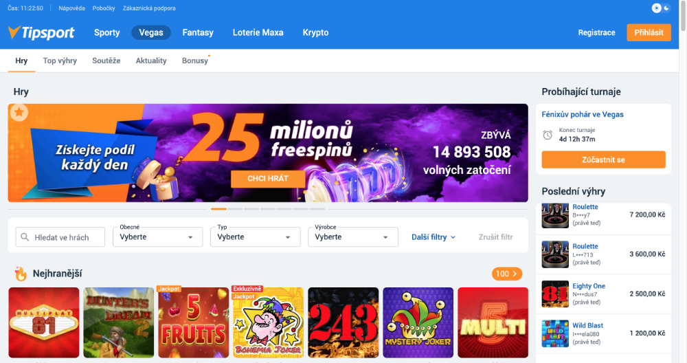 Tipsport casino úvodní