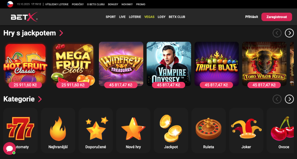BETX casino úvodní