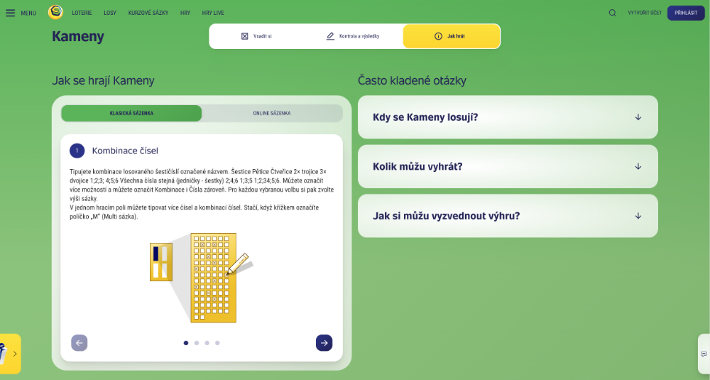 Loterie Sazka Kameny online