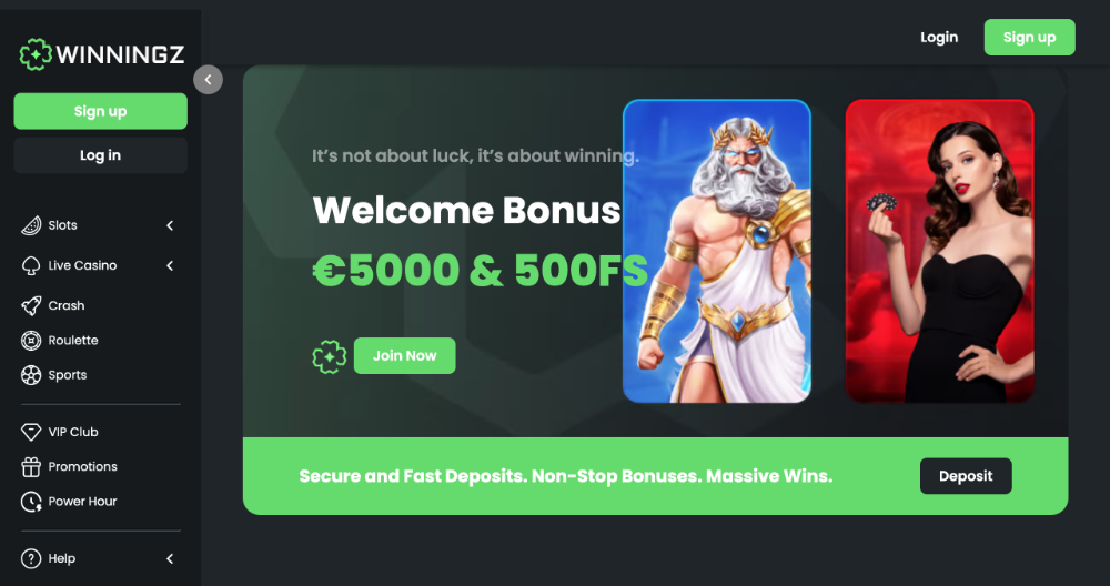 Winningz casino úvodní