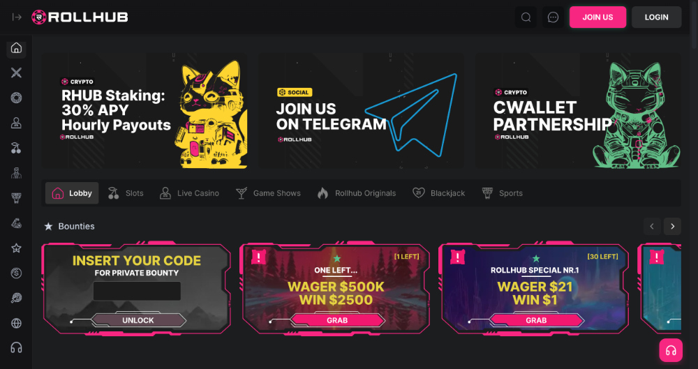 Rollhub casino úvodní