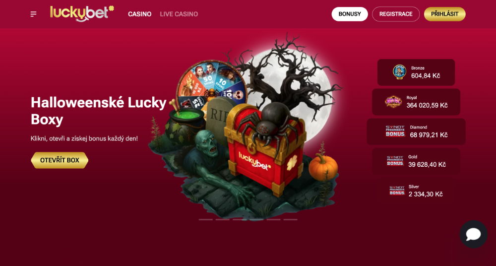 LuckyBet casino úvodní obrazovka