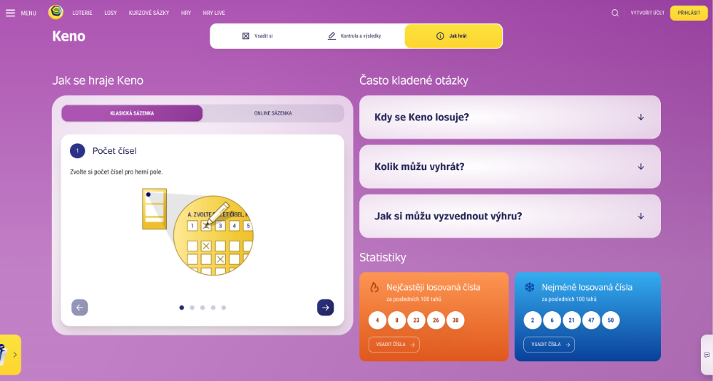 Loterie Keno od Sazky