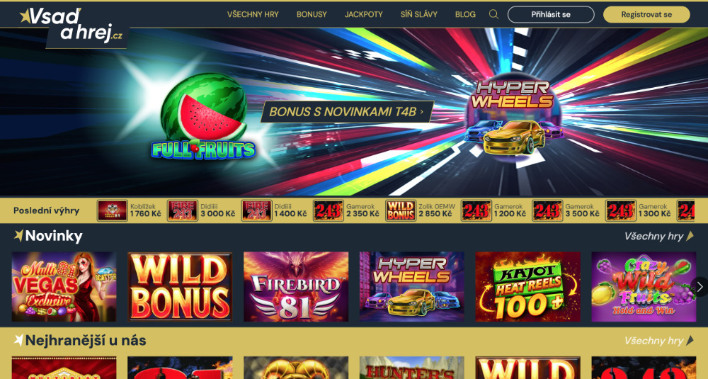 Vsaď a Hrej casino úvodní