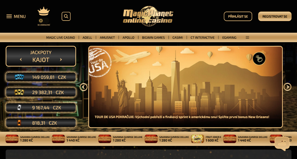 Magic Planet casino úvodní