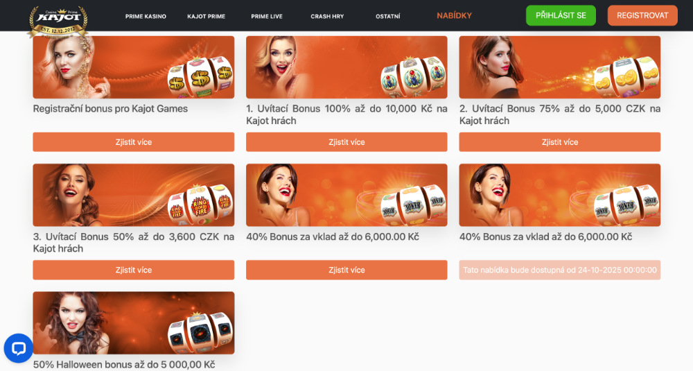 Kajot – nejlepší bonusy [podzim 2025] úvodní