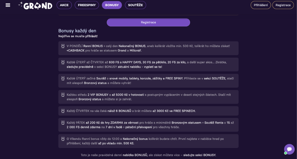 Casino bonusy v GrandWin