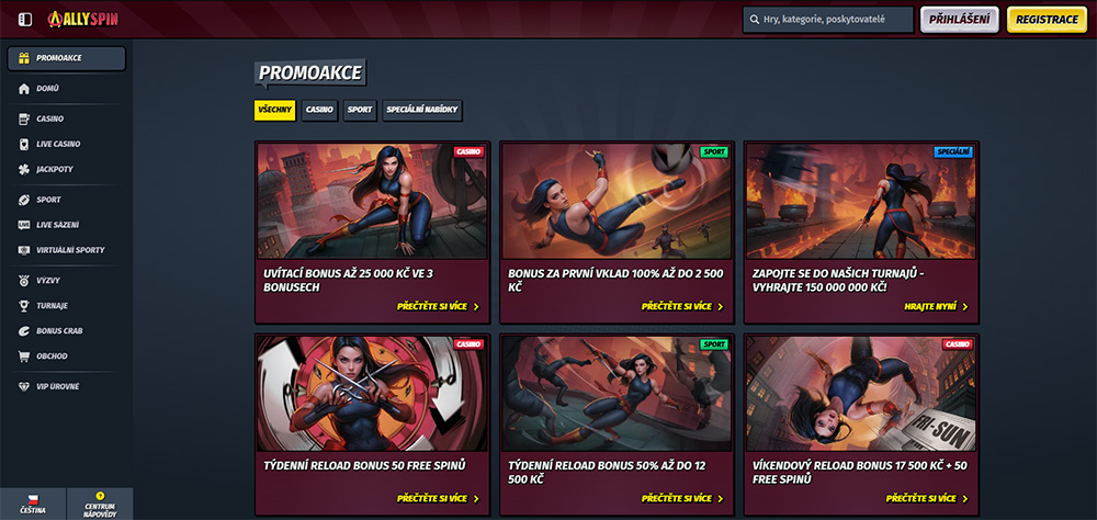 Bonusy v casinu AllySpin