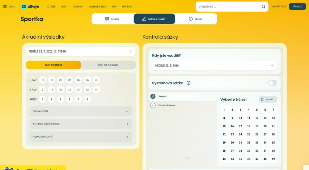 Jak zkontrolovat SPORTKU