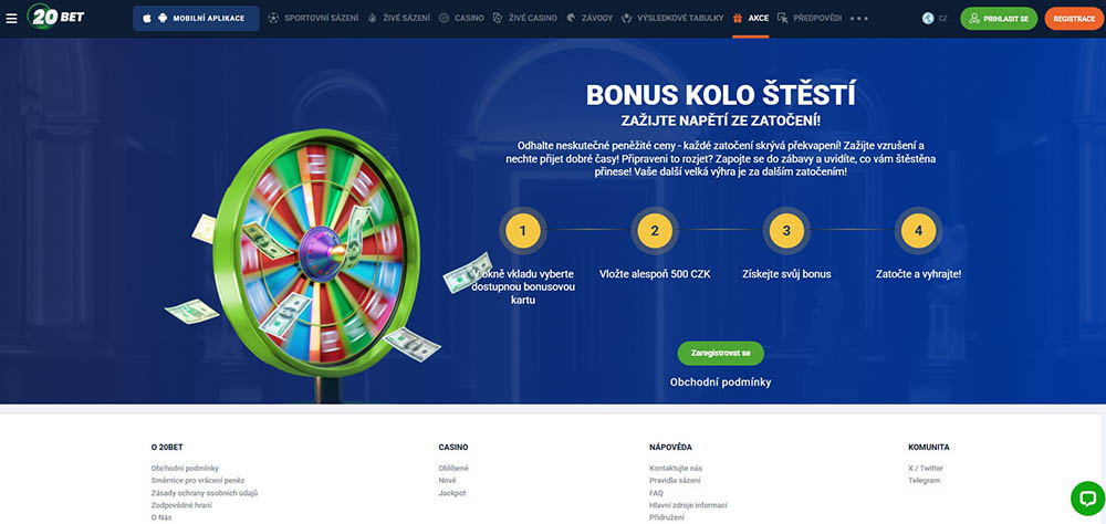20BET casino: Bonusové Kolo štěstí [Získejte svůj šťastný bonus]