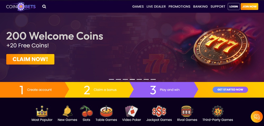 coinbets777 casino úvodní