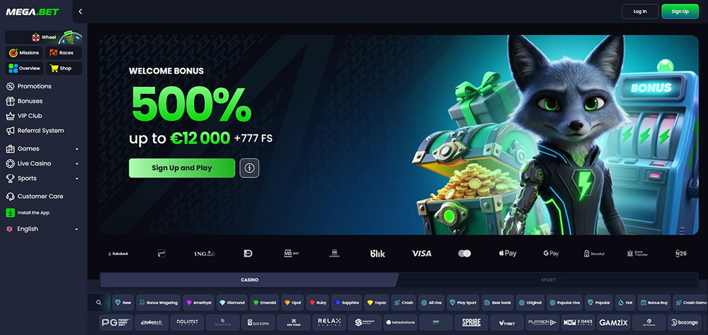 Mega.bet casino úvod