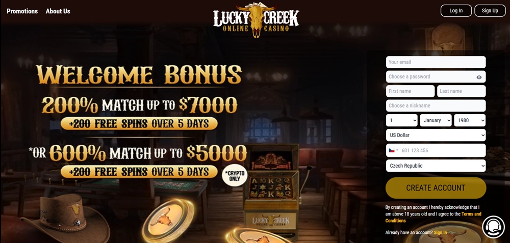 Lucky Creek Casino úvodní