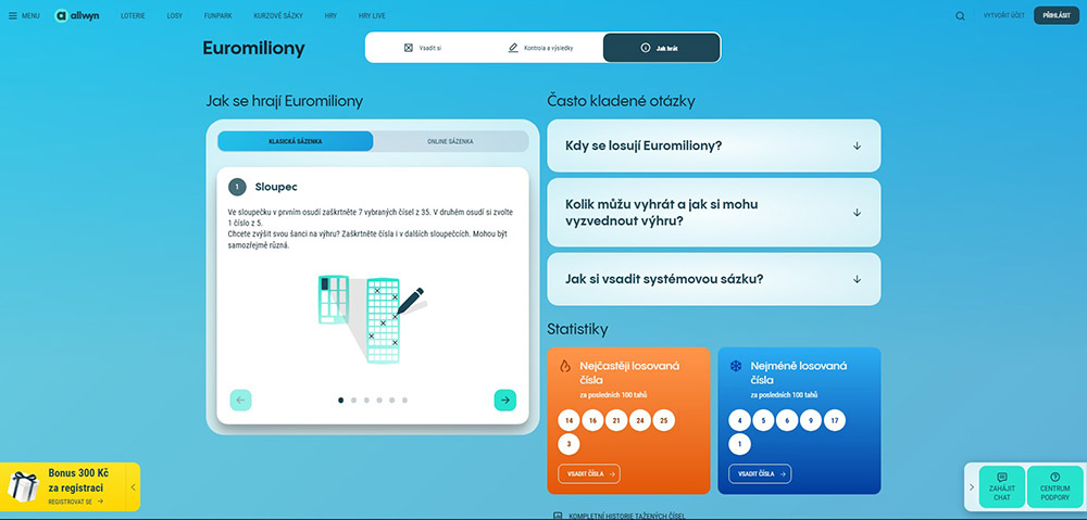 Nejčastěji losovaná čísla EUROMILIONY úvod