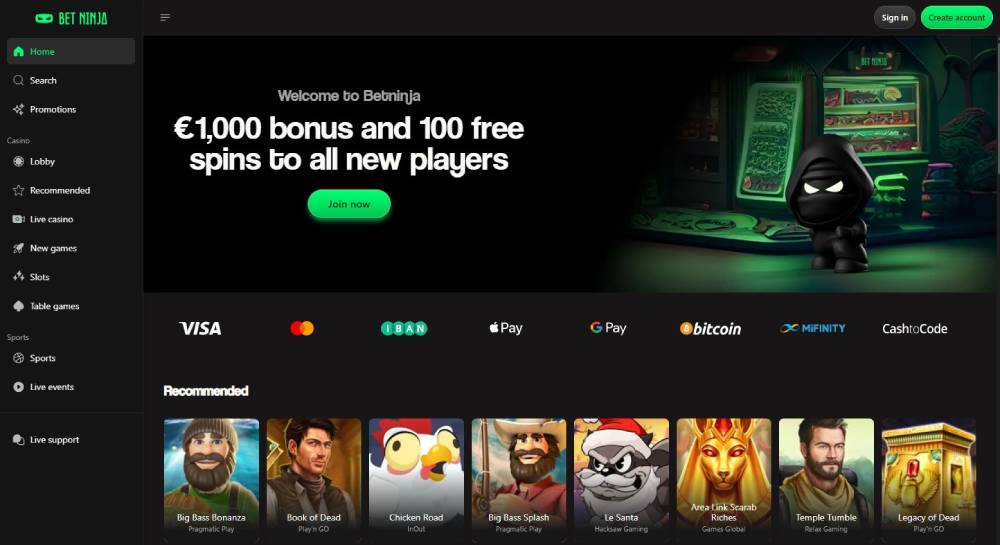 BetNinja casino úvod