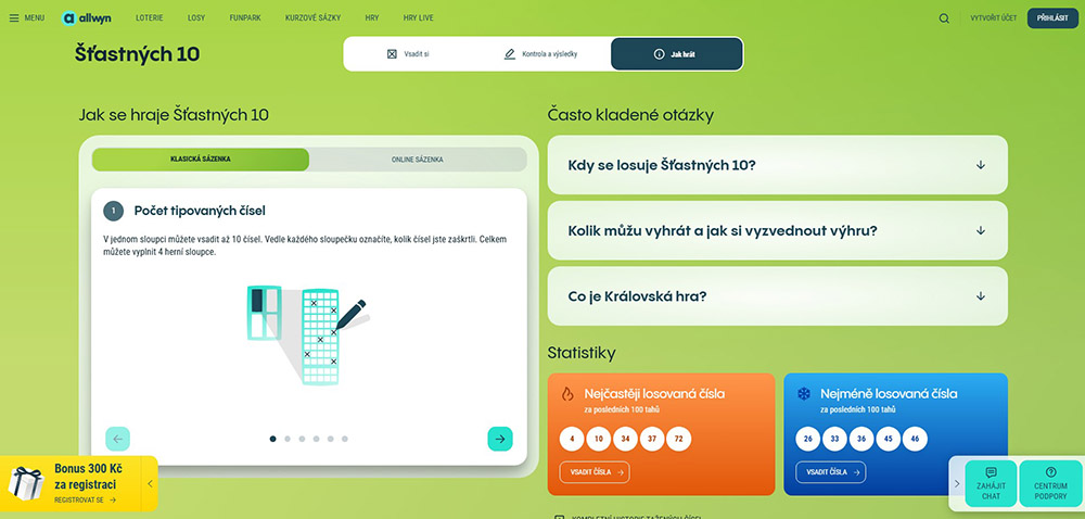 Nejčastěji losovaná čísla ŠŤASTNÝCH DESET úvod