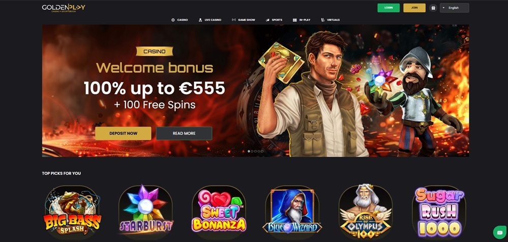 GoldenPlay casino úvodní